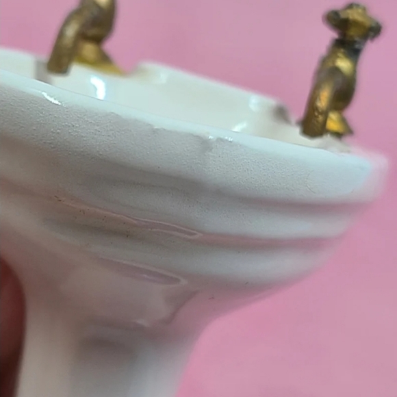 Vintage Shackman Miniature Dollhouse Porcelain Pedastol Sink Original Box - Picture 3 of 10